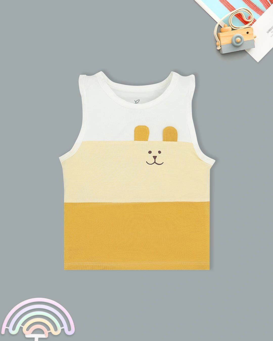 Bộ sát nách bé gái La Pomme trẻ nhỏ màu vàng 5