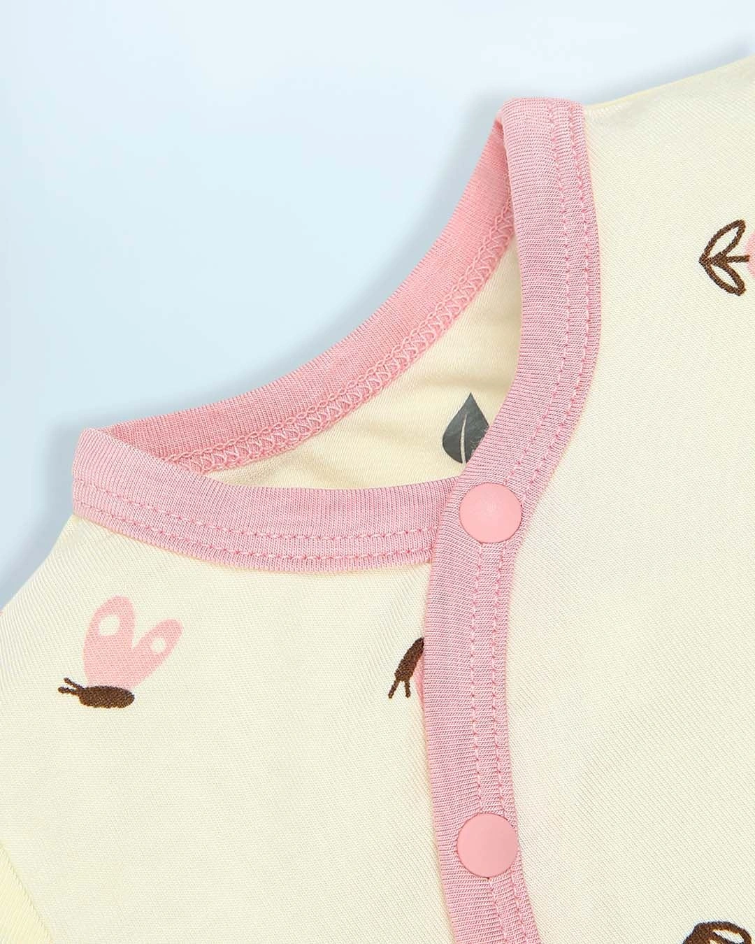 Bộ tay ngắn bé gái Lullaby NH994R màu be - hồng 4