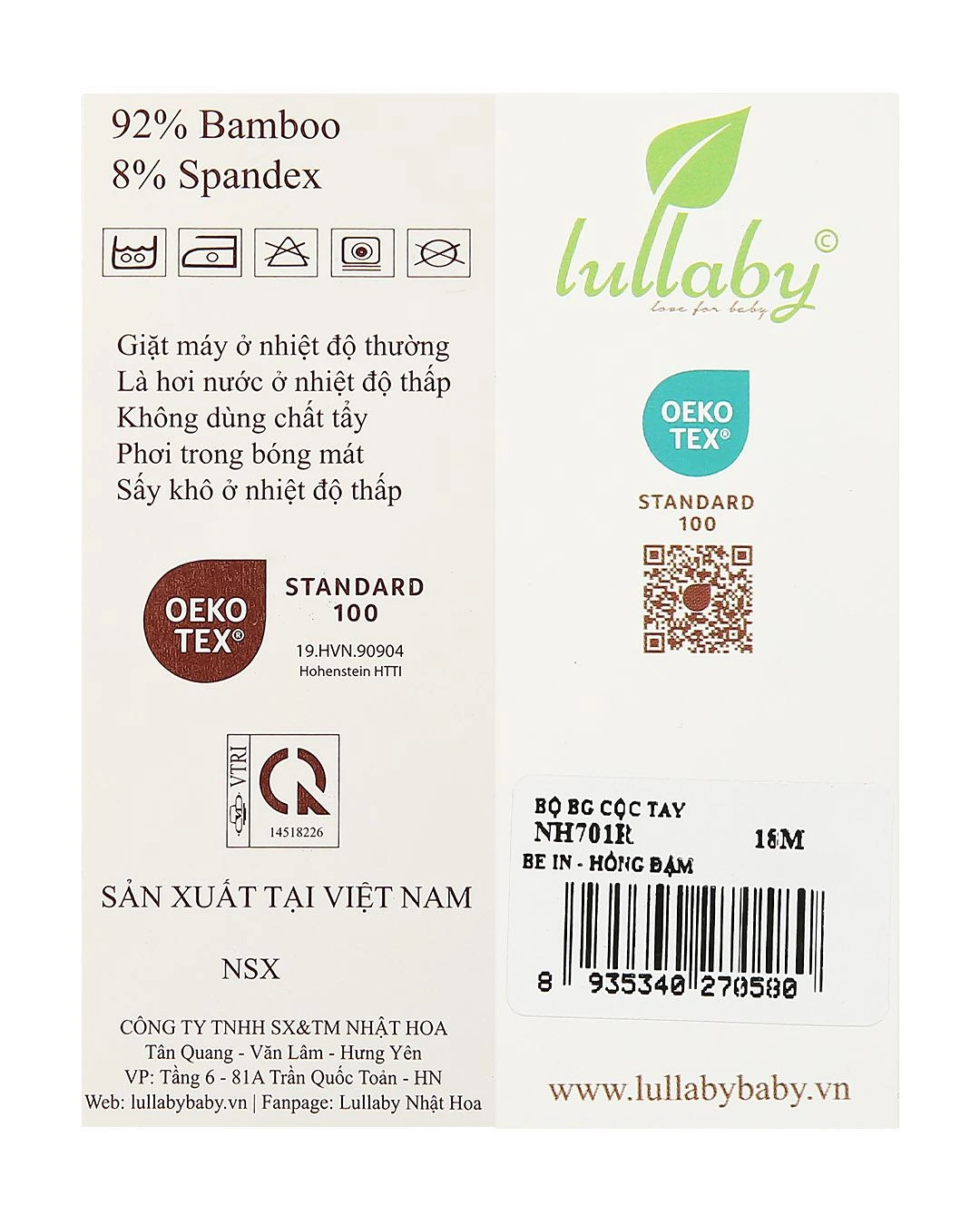 Bộ tay ngắn bé gái Lullaby NH701R màu be - hồng 11