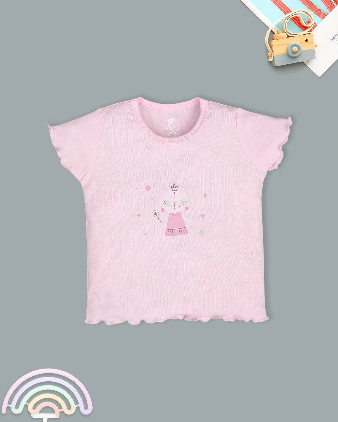 Bộ tay ngắn bé gái Lullaby NH980R màu hồng 2