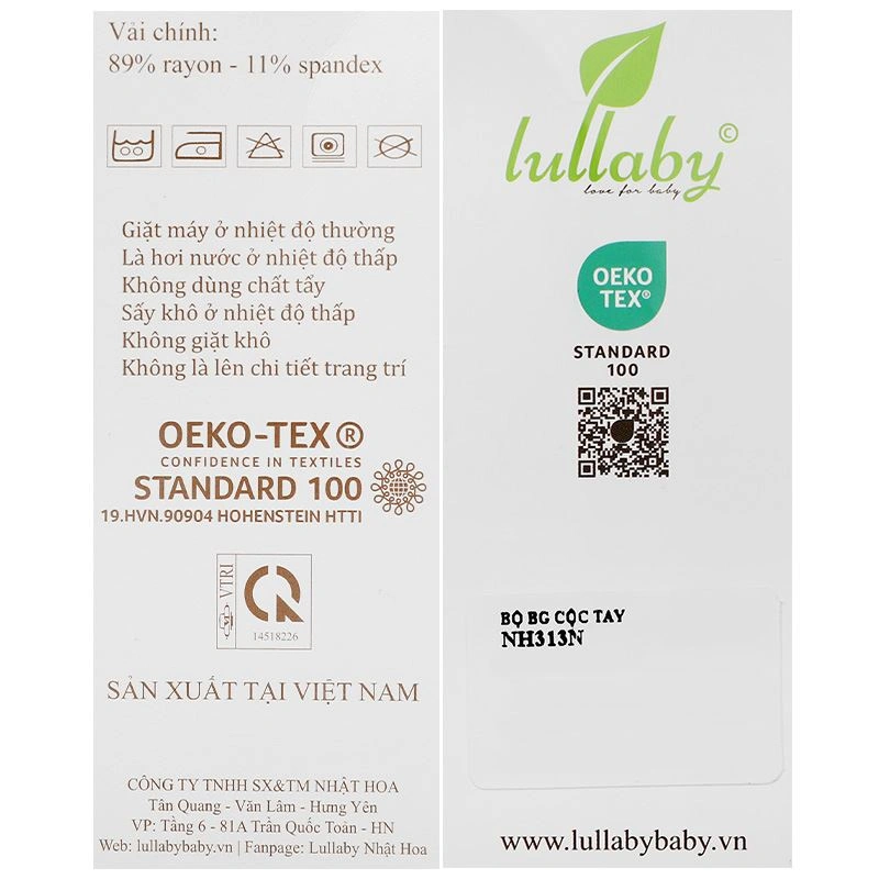 Bộ tay ngắn bé gái Lullaby NH313N màu trắng - hồng 12