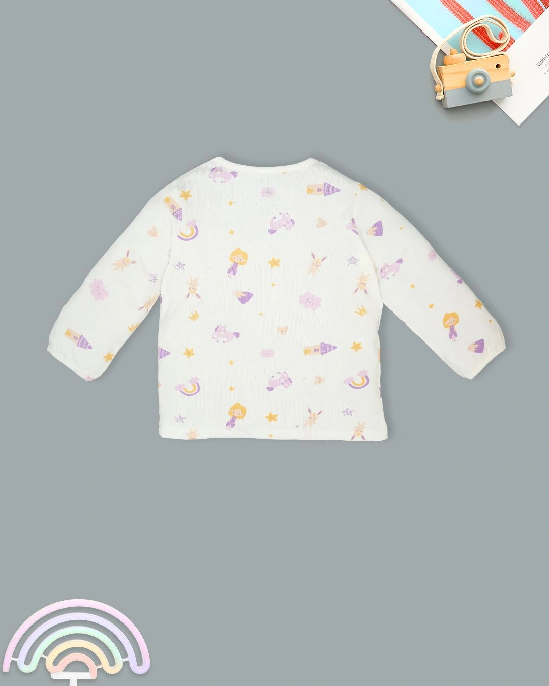 Bộ tay dài bé gái Lullaby NH720R màu trắng - tím 3