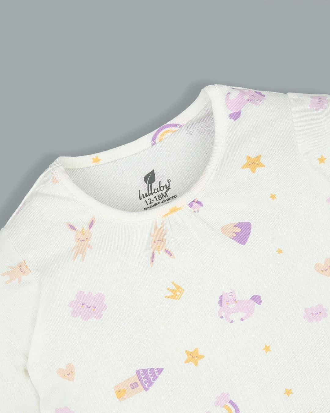 Bộ tay dài bé gái Lullaby NH720R màu trắng - tím 4