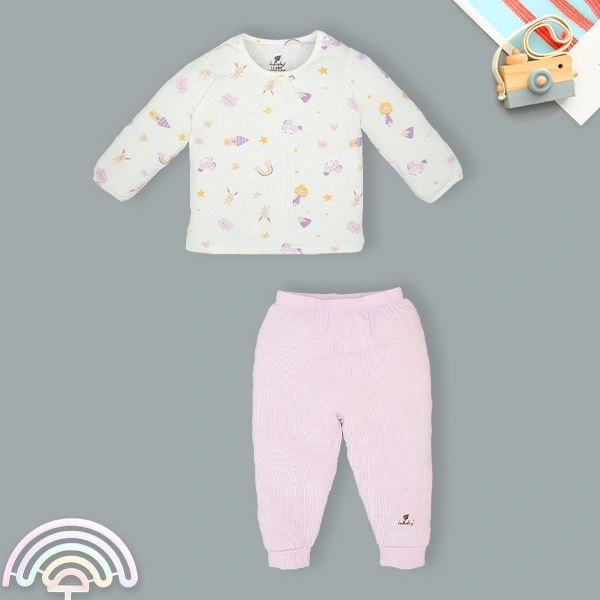 Bộ tay dài bé gái Lullaby NH720R màu trắng - tím 1