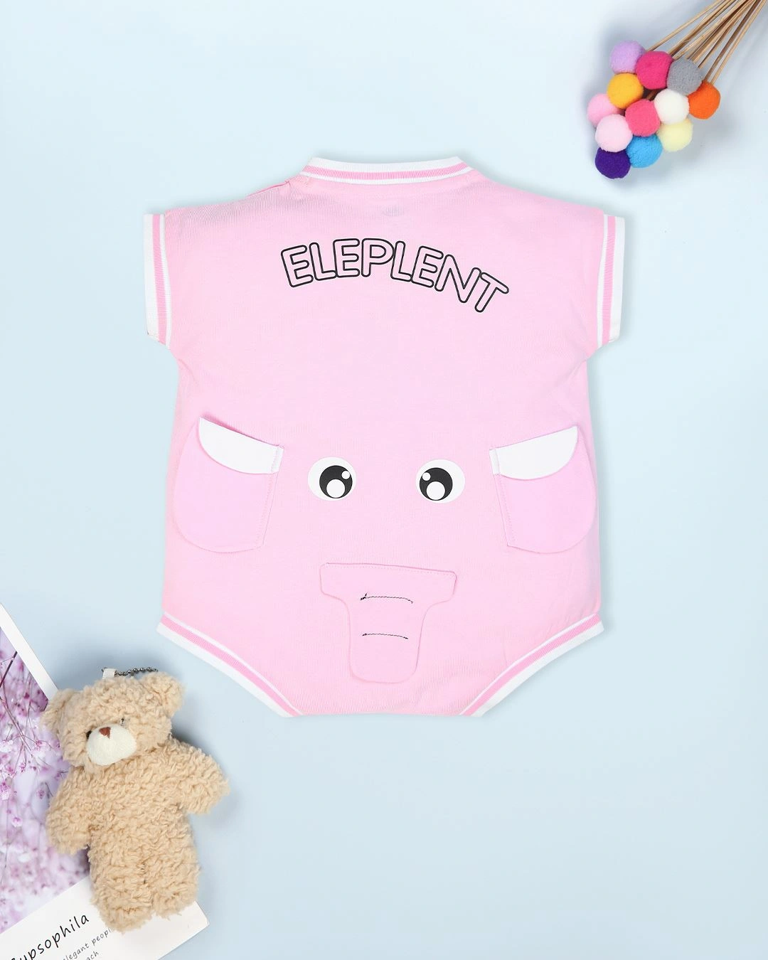 Bodysuit bé gái Pony Kids in voi màu hồng 2