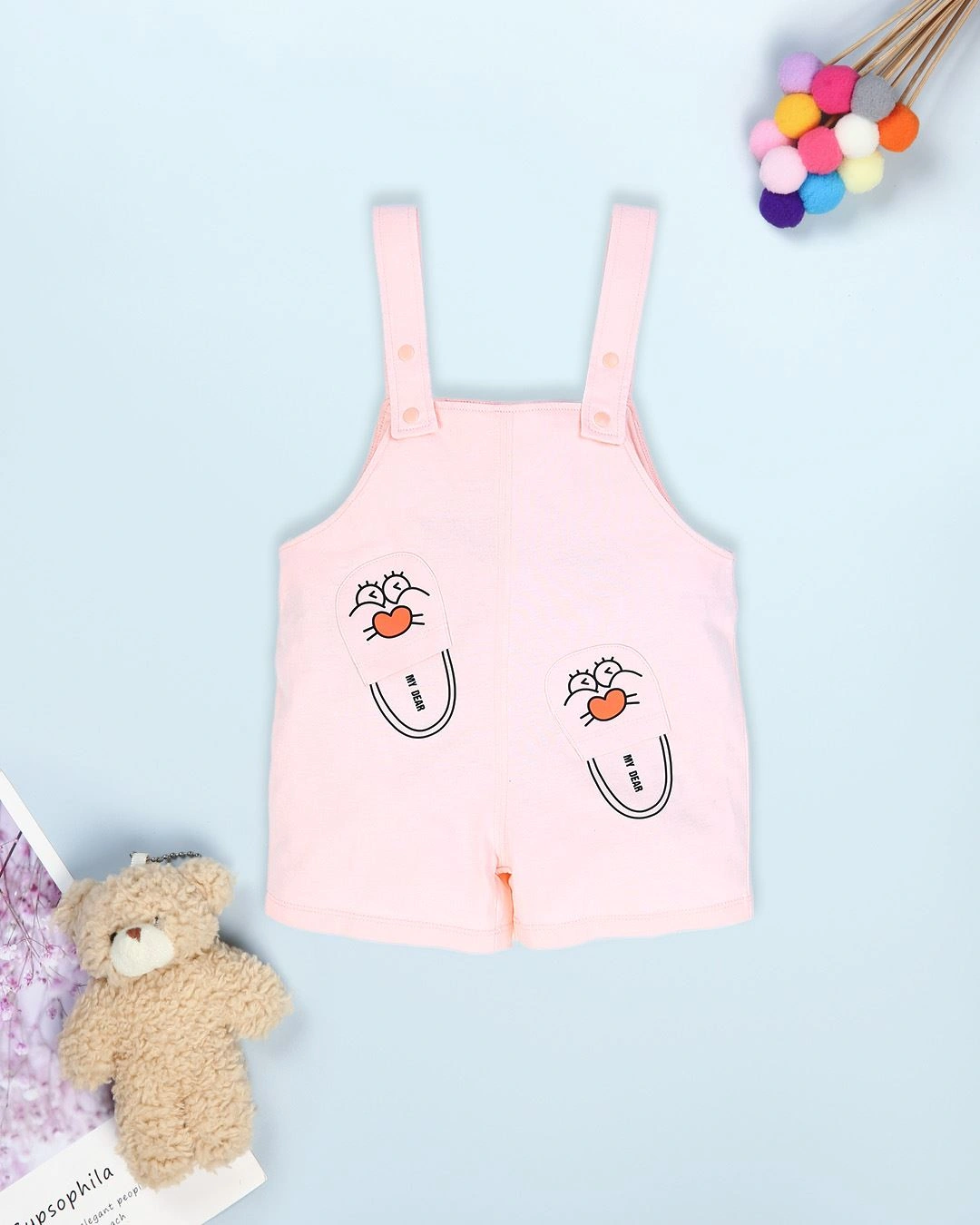 Bodysuit bé gái Pony Kids kèm áo in dép màu hồng - trắng 2