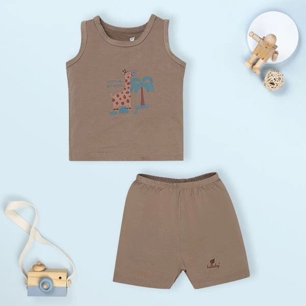 Bộ sát nách bé trai Lullaby NH984R màu nâu 1