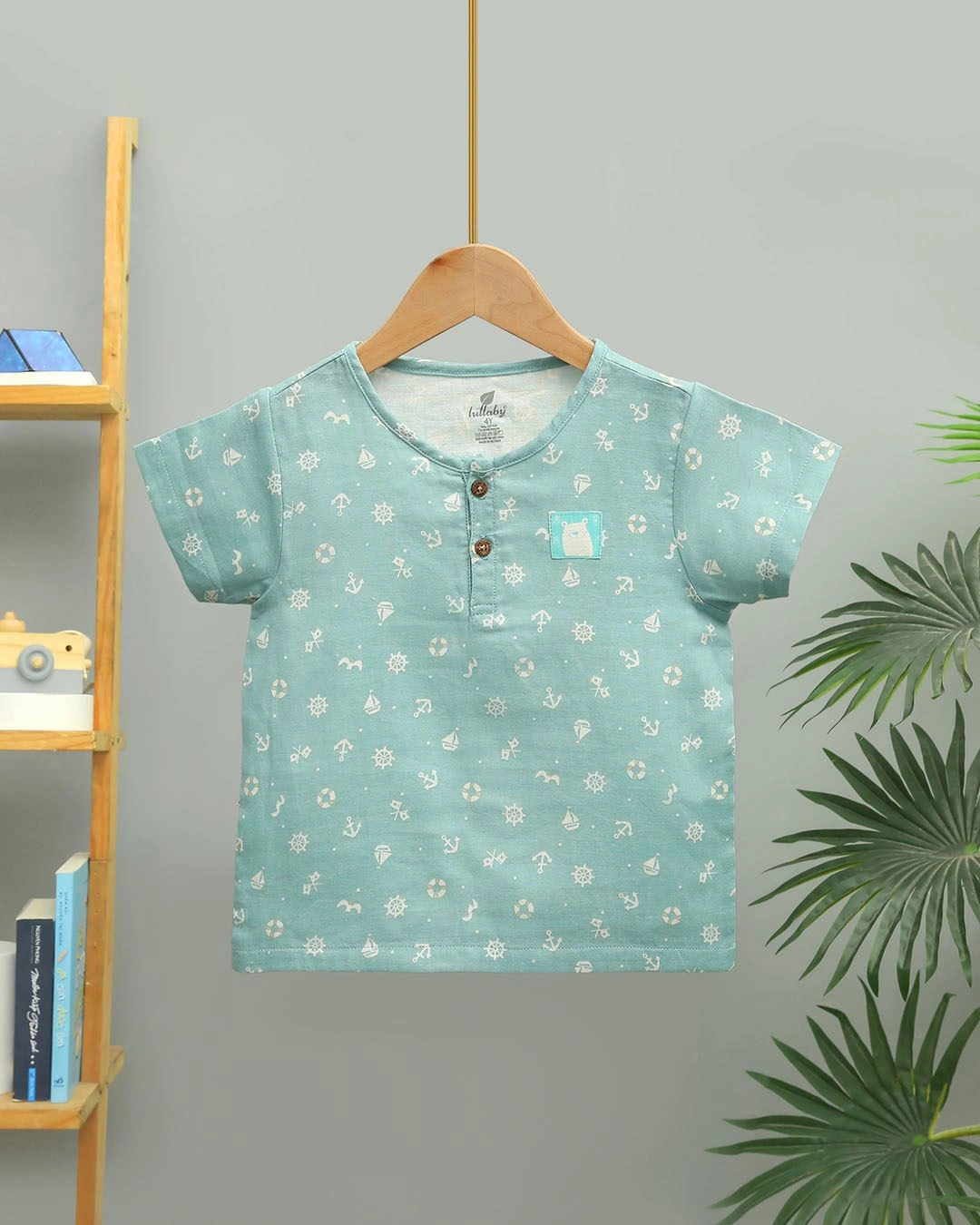 Bộ tay ngắn bé trai Lullaby NH936R màu trắng - xanh dương 13