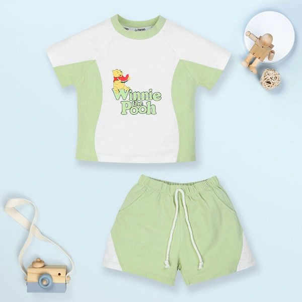 Bộ tay ngắn bé trai Pony Kids in gấu Pooh màu trắng - nâu 16