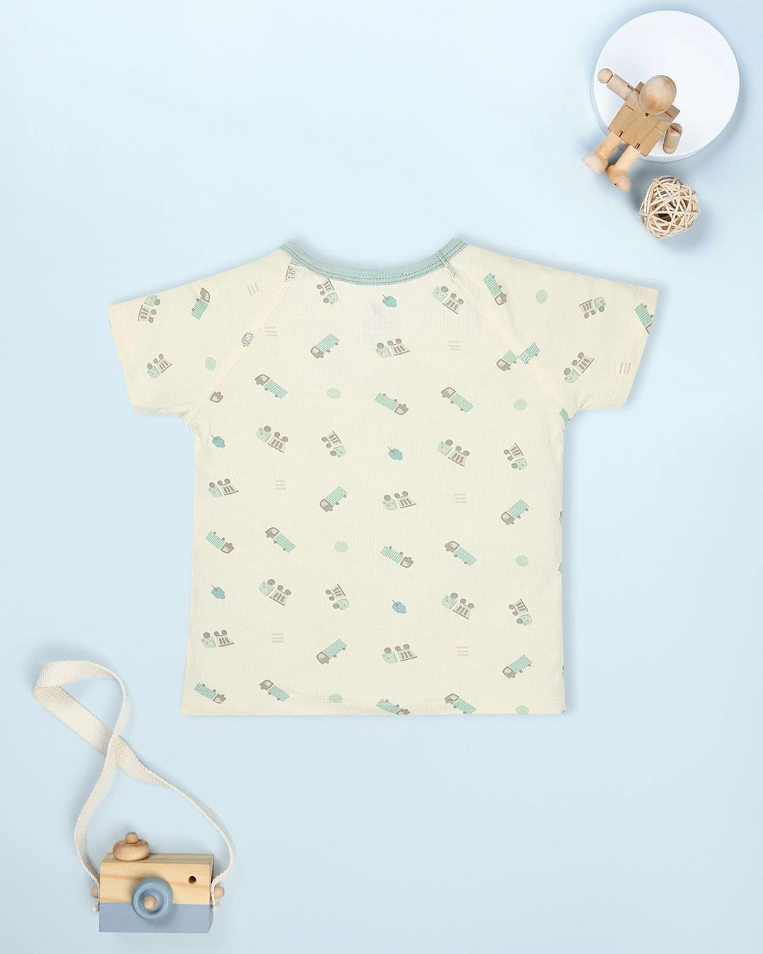 Bộ tay ngắn bé trai Lullaby NH700R màu be - xanh cổ vịt 3