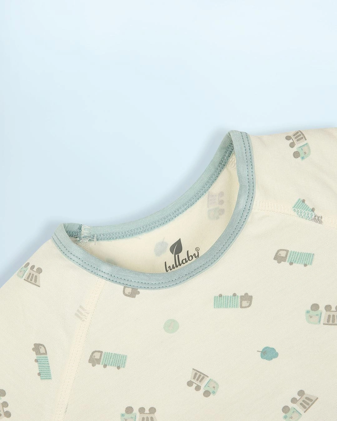 Bộ tay ngắn bé trai Lullaby NH700R màu be - xanh cổ vịt 4