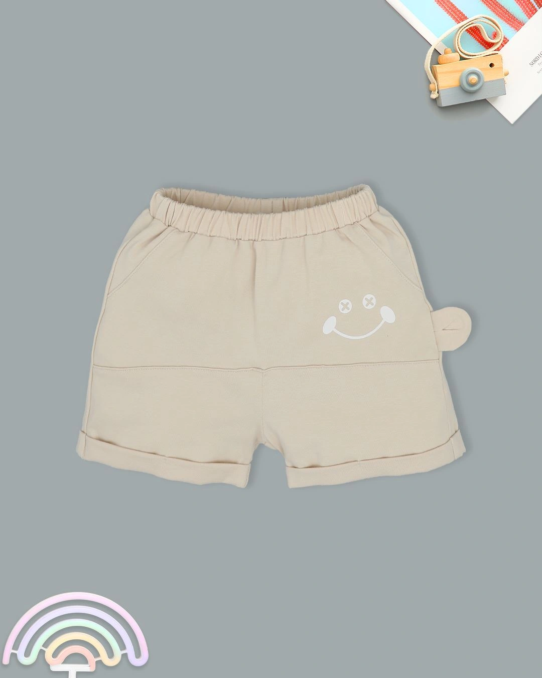 Bộ tay ngắn bé trai La Pomme in happy time màu trắng - be 12
