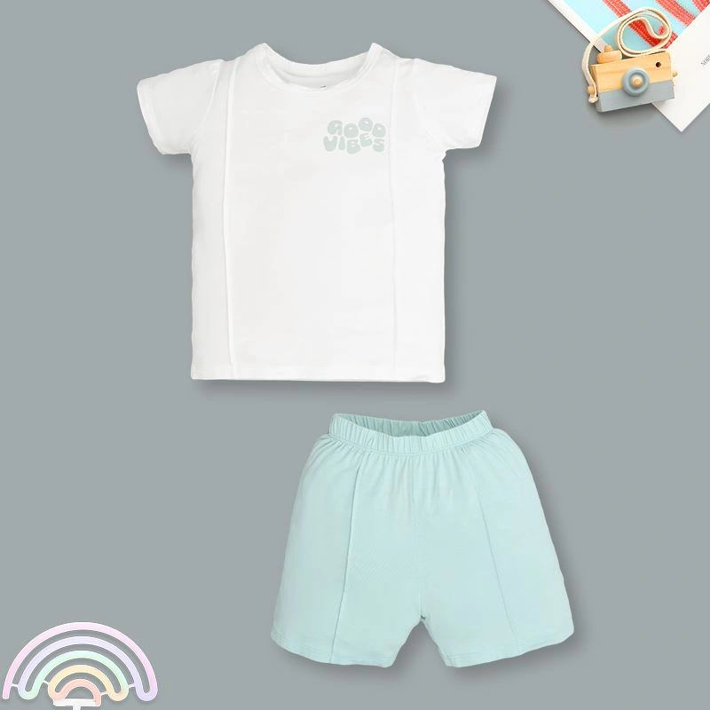 Bộ tay ngắn bé trai Lullaby NH385N màu trắng - xanh dương 15