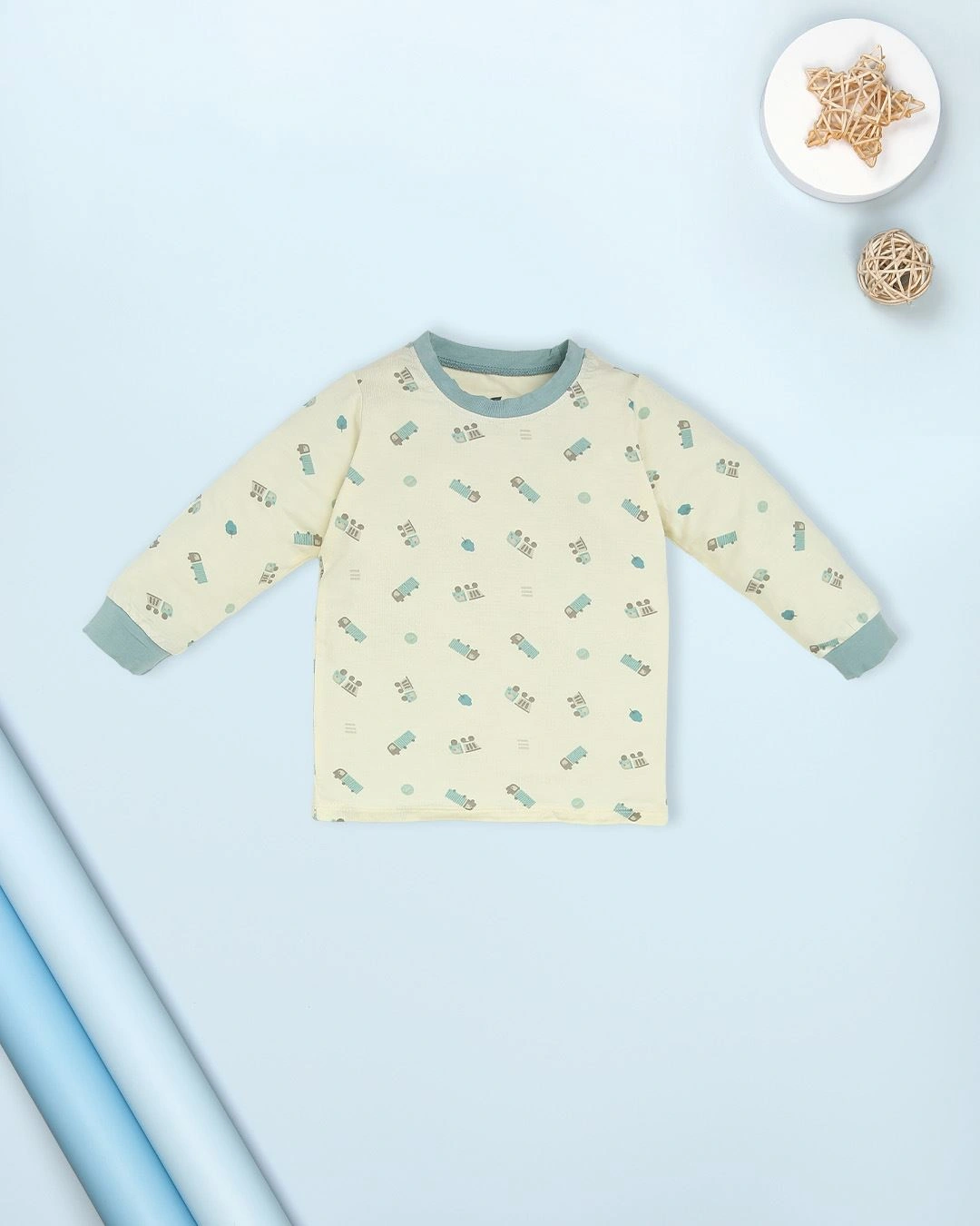 Bộ tay dài bé trai Lullaby NH998R màu kem - xanh cổ vịt 2