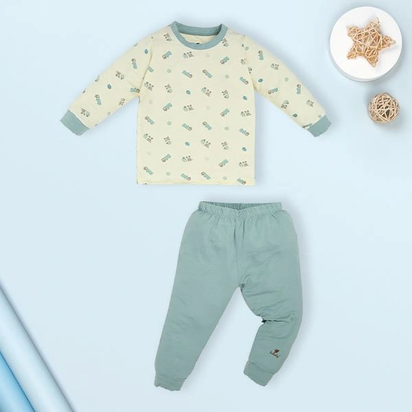 Bộ tay dài bé trai Lullaby NH998R màu kem - xanh cổ vịt 1