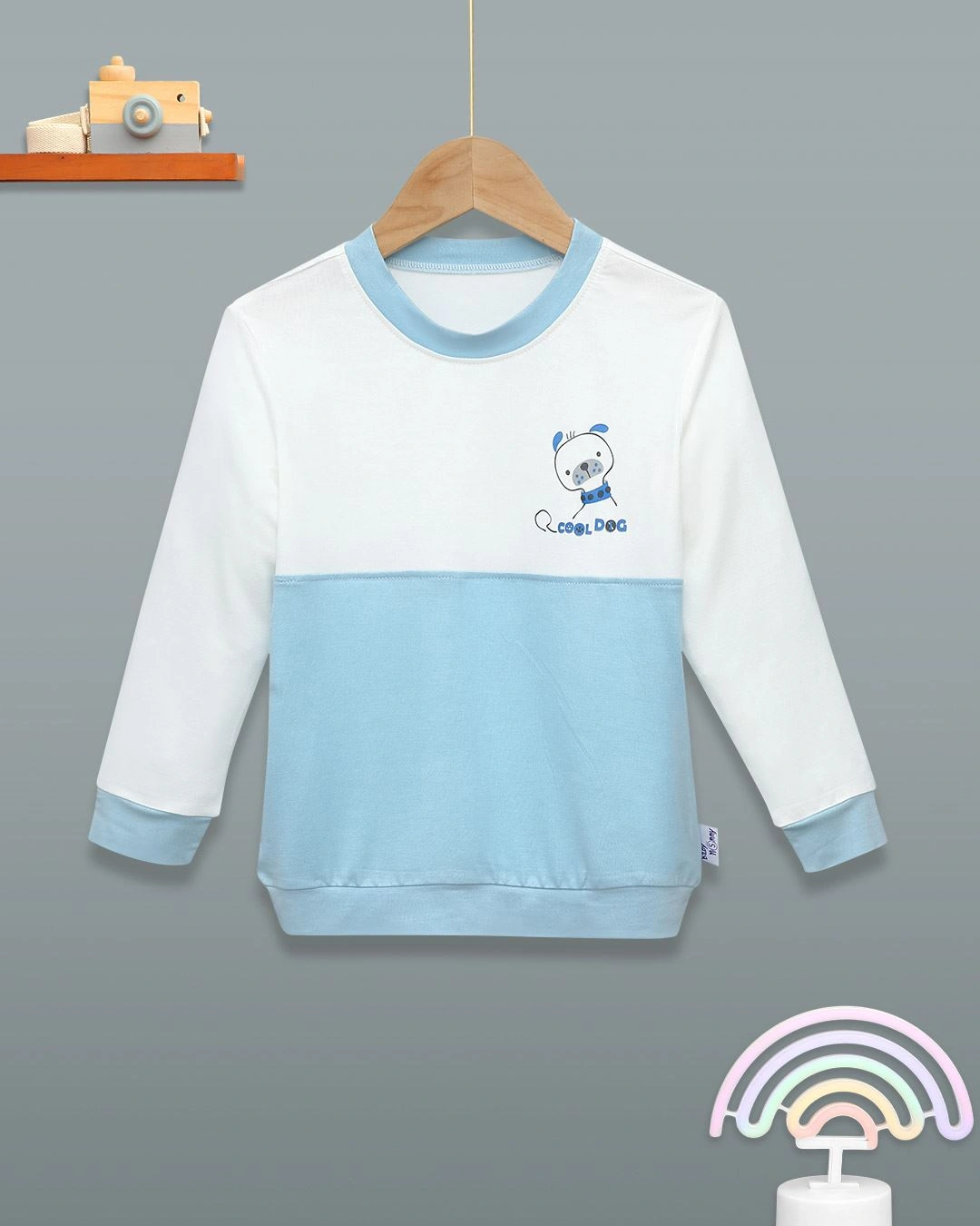 Bộ tay dài bé trai BabyMommy màu trắng - xanh dương 2