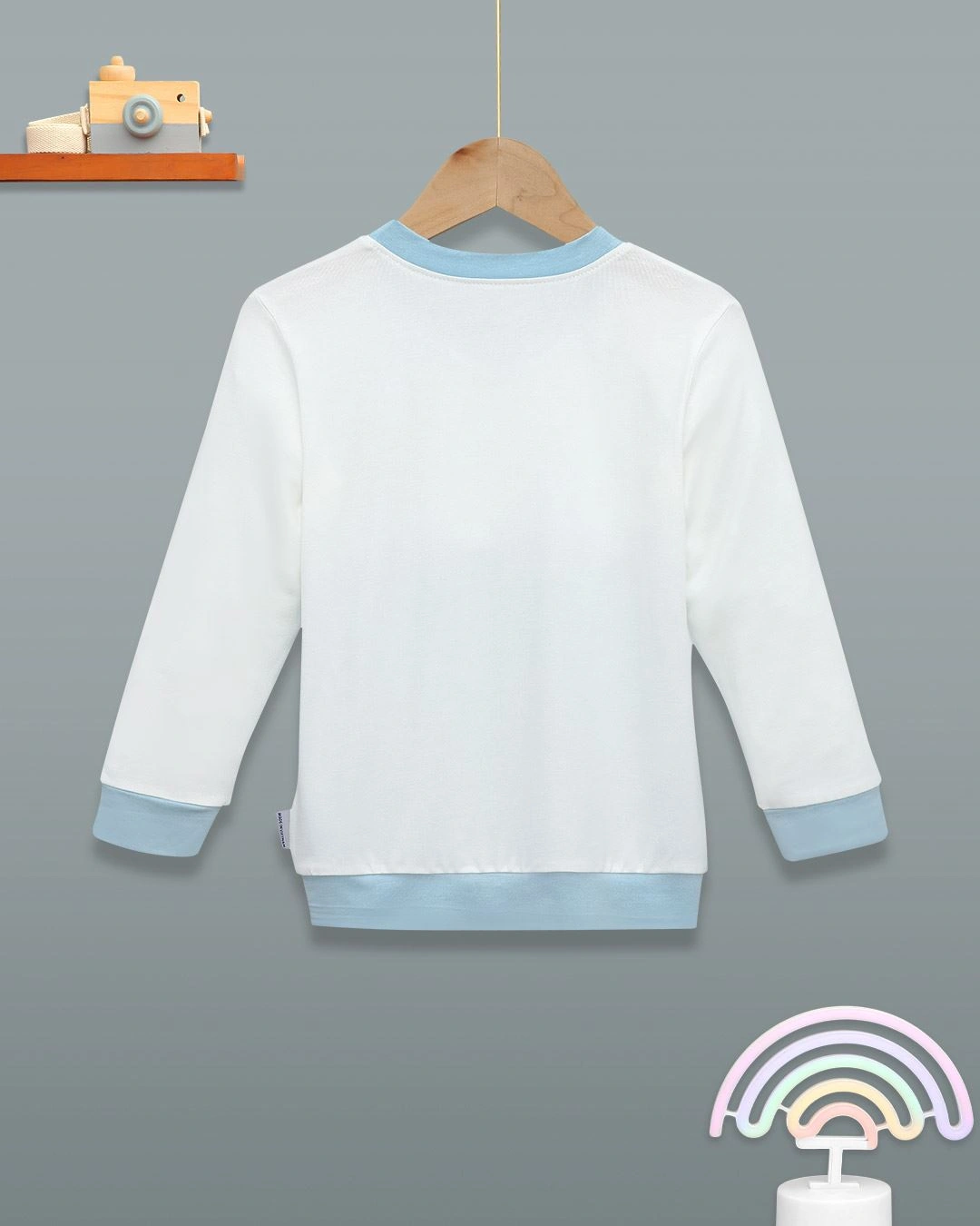 Bộ tay dài bé trai BabyMommy màu trắng - xanh dương 3