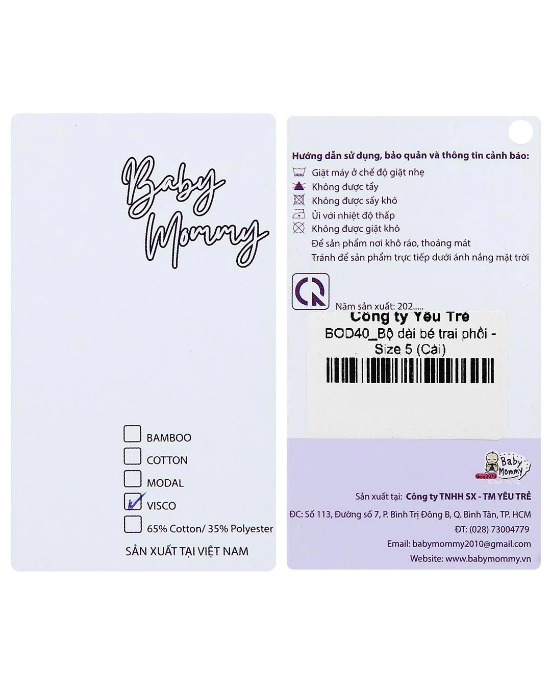 Bộ tay dài bé trai BabyMommy màu trắng - nâu 12