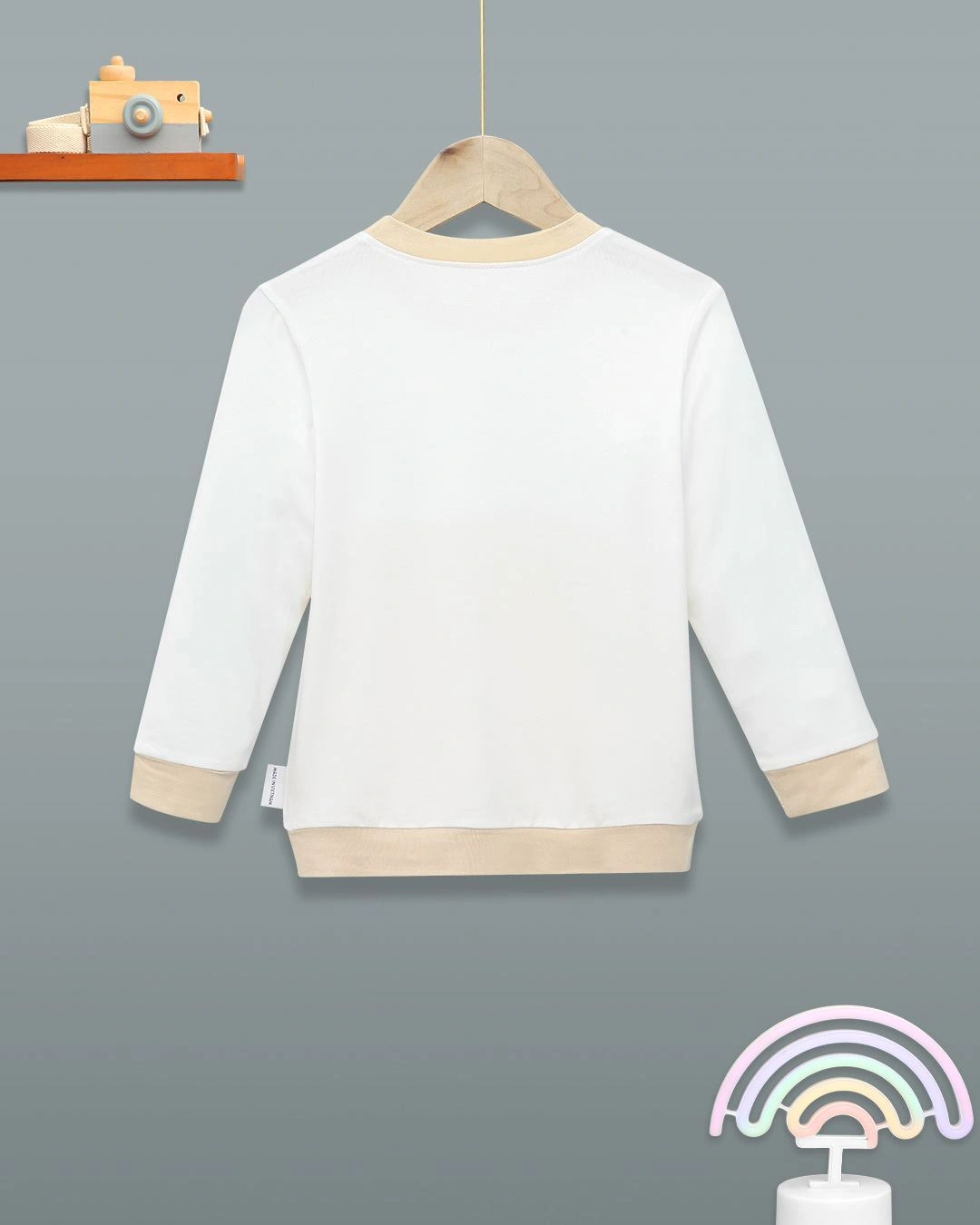 Bộ tay dài bé trai BabyMommy màu trắng - nâu 3