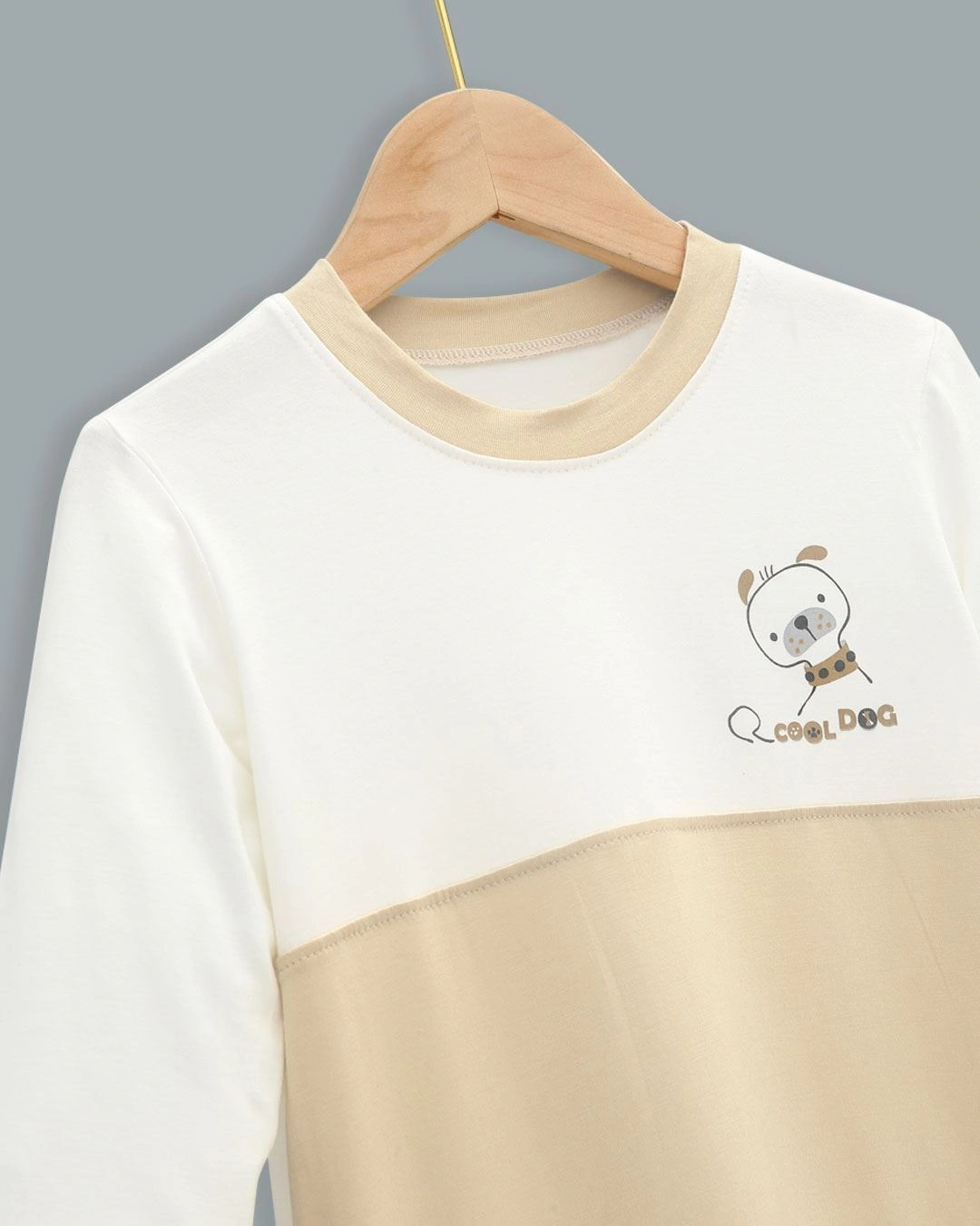 Bộ tay dài bé trai BabyMommy màu trắng - nâu 4