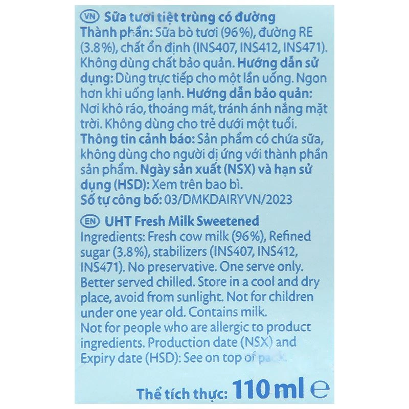 Thùng 48 hộp sữa tươi tiệt trùng Oldenburger có đường 110 ml (từ 1 tuổi) 14