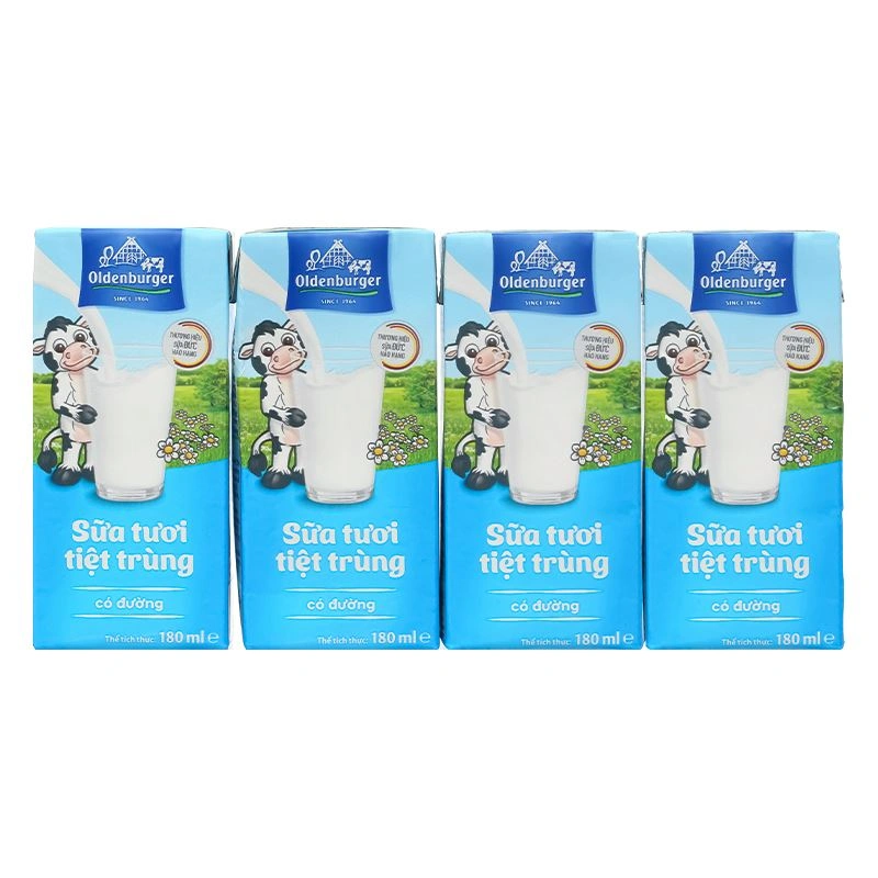 Lốc 4 hộp sữa tươi tiệt trùng Oldenburger có đường 180 ml (từ 1 tuổi) 4