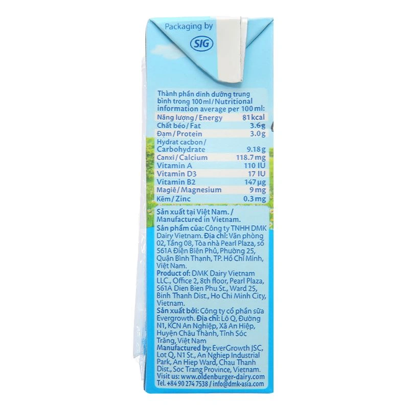 Lốc 4 hộp sữa tươi tiệt trùng Oldenburger có đường 180 ml (từ 1 tuổi) 9