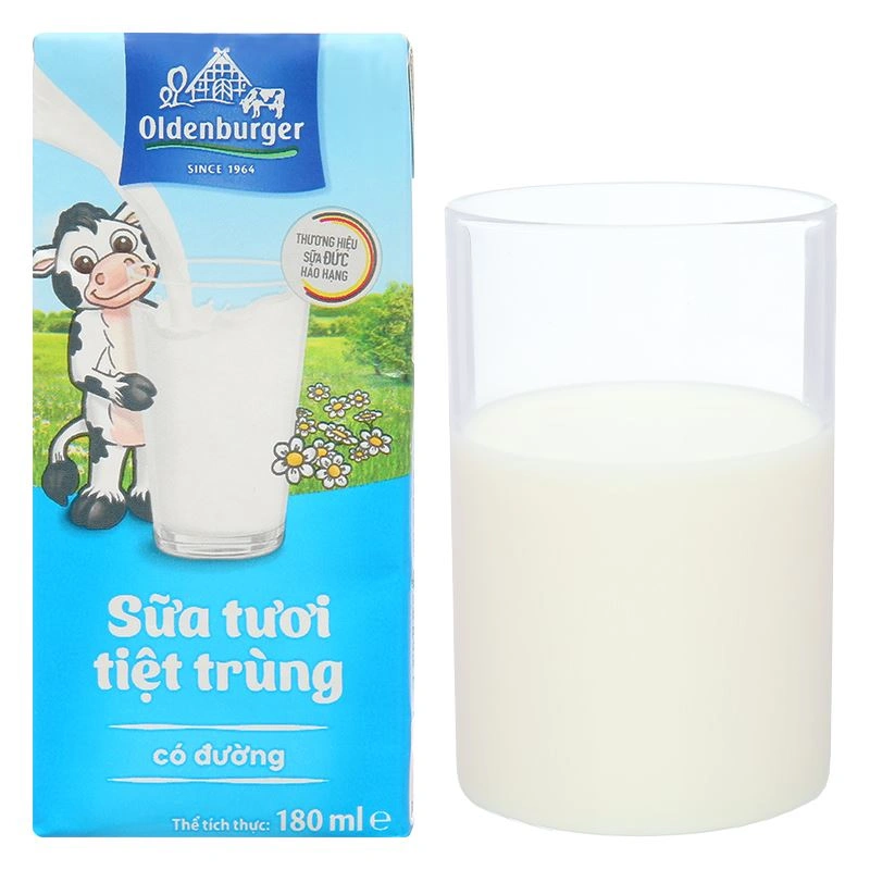 Lốc 4 hộp sữa tươi tiệt trùng Oldenburger có đường 180 ml (từ 1 tuổi) 26