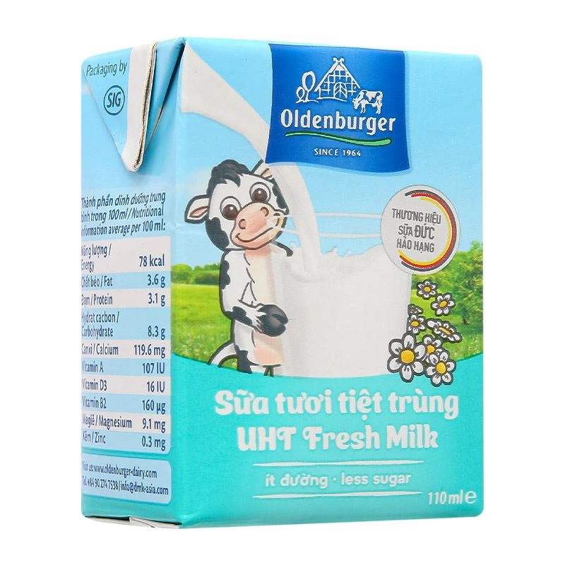 Thùng 48 hộp sữa tươi tiệt trùng Oldenburger ít đường 110 ml (từ 1 tuổi) 8