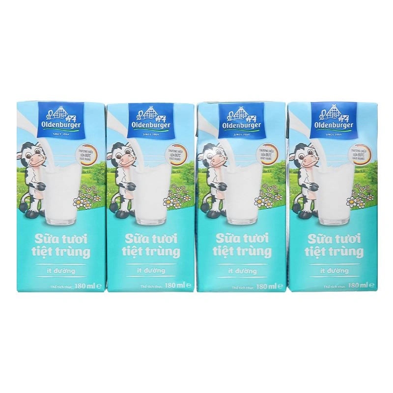 Lốc 4 hộp sữa tươi tiệt trùng Oldenburger ít đường 180 ml (từ 1 tuổi) 4