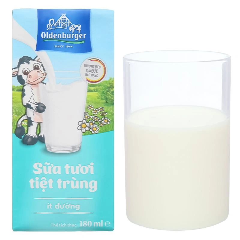 Lốc 4 hộp sữa tươi tiệt trùng Oldenburger ít đường 180 ml (từ 1 tuổi) 25