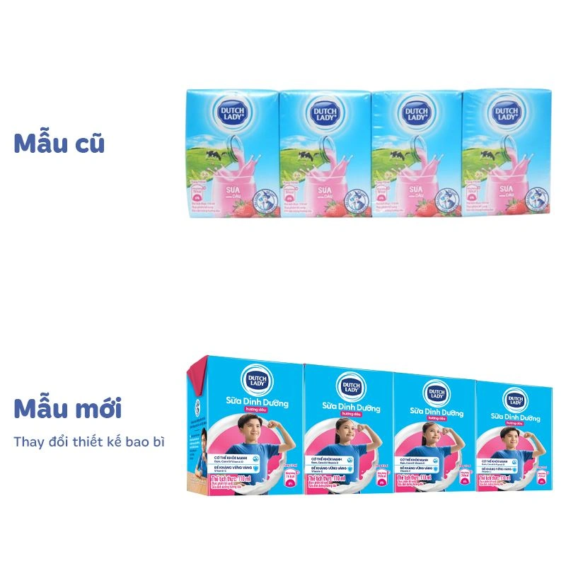 Thùng 48 hộp sữa tiệt trùng Dutch Lady có đường hương dâu 110 ml (từ 1 tuổi) - Giao bao bì ngẫu nhiên 11
