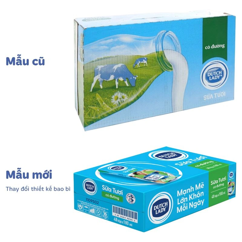 Thùng 48 hộp sữa tươi tiệt trùng Dutch Lady có đường 180 ml (từ 1 tuổi) - Giao bao bì ngẫu nhiên 2