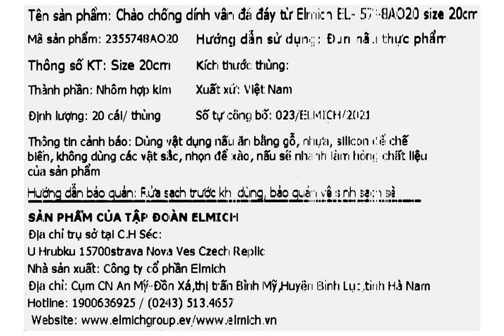 Chảo nhôm chống dính vân đá đáy từ 20 cm Elmich EL-5748AO20 10