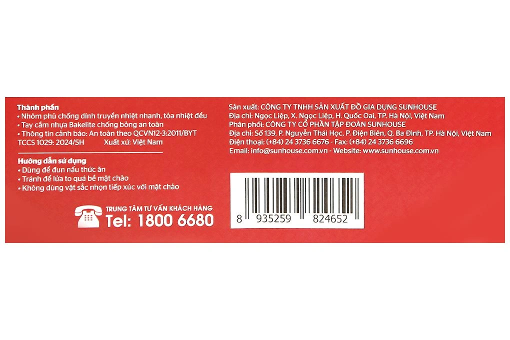 Chảo nhôm chống dính vân đá đáy từ 24 cm Sunhouse SH24G 10