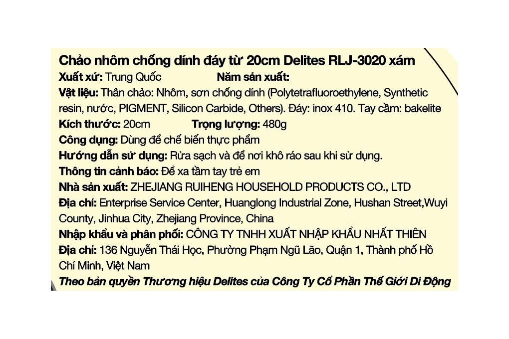 Chảo nhôm chống dính vân đá đáy từ 20 cm Delites RLJ-3020 10
