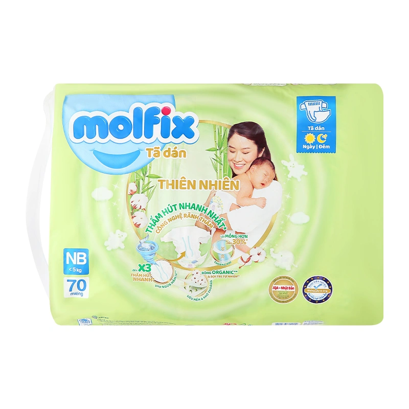 Tã dán Molfix thiên nhiên size NB 70 miếng (Dưới 5 kg) - Giao bao bì ngẫu nhiên 3