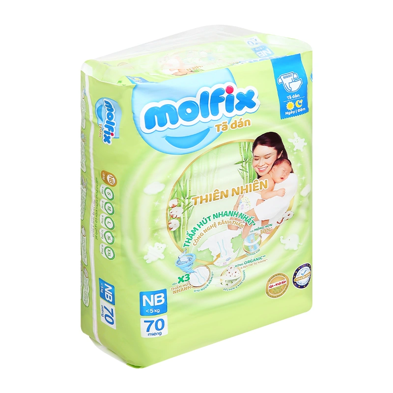 Tã dán Molfix thiên nhiên size NB 70 miếng (Dưới 5 kg) - Giao bao bì ngẫu nhiên 4