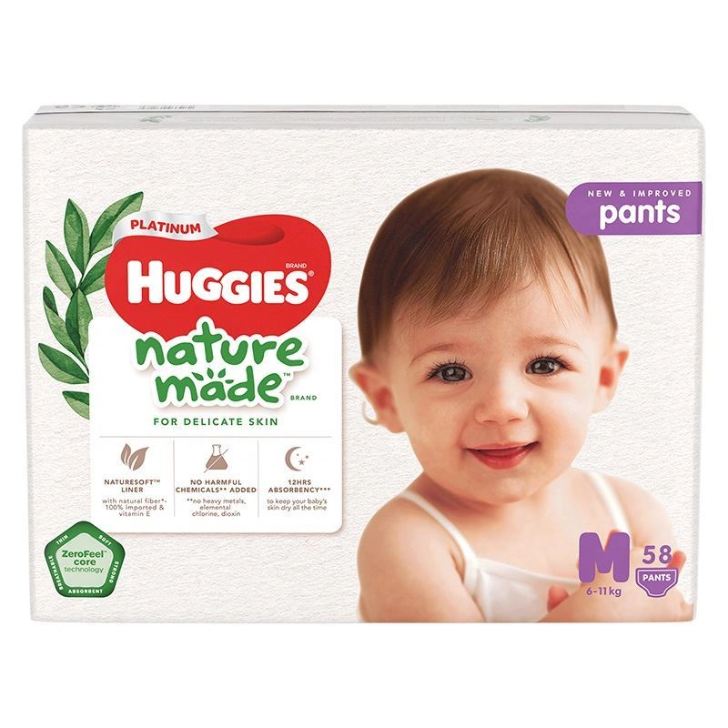 Combo 2 tã quần Huggies Platinum nature made siêu cao cấp size M 58 miếng/bịch (6 - 11 kg) - Giao bao bì ngẫu nhiên 3