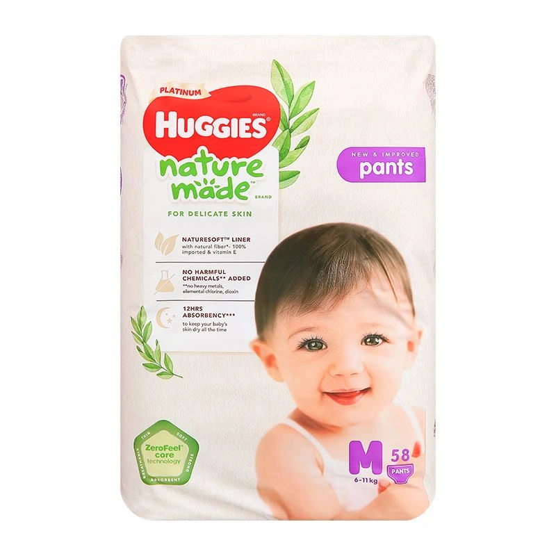 Combo 2 tã quần Huggies Platinum nature made siêu cao cấp size M 58 miếng/bịch (6 - 11 kg) - Giao bao bì ngẫu nhiên 4