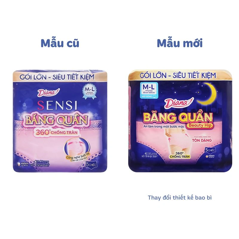 Băng quần ban đêm Diana chống tràn size M-L 5 miếng - Giao bao bì ngẫu nhiên 2