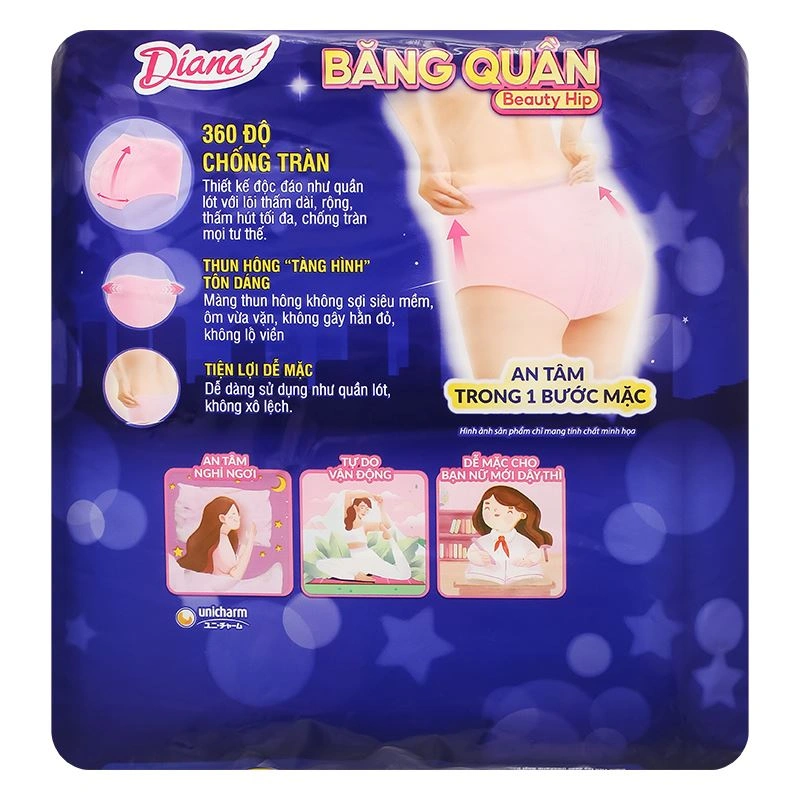 Băng quần ban đêm Diana chống tràn size M-L 5 miếng - Giao bao bì ngẫu nhiên 3