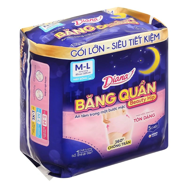 Băng quần ban đêm Diana chống tràn size M-L 5 miếng - Giao bao bì ngẫu nhiên 4
