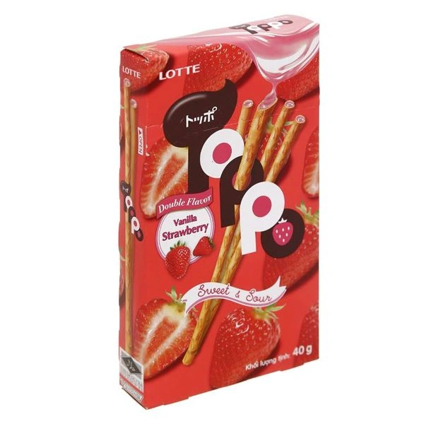 Bánh que Lotte Toppo vị vani nhân kem dâu hộp 40g (từ 3 tuổi) 1