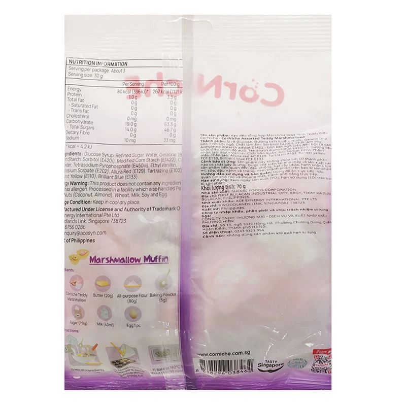 Kẹo xốp marshmallow Corniche Teddy hương vani gói 70g (từ 3 tuổi) 2