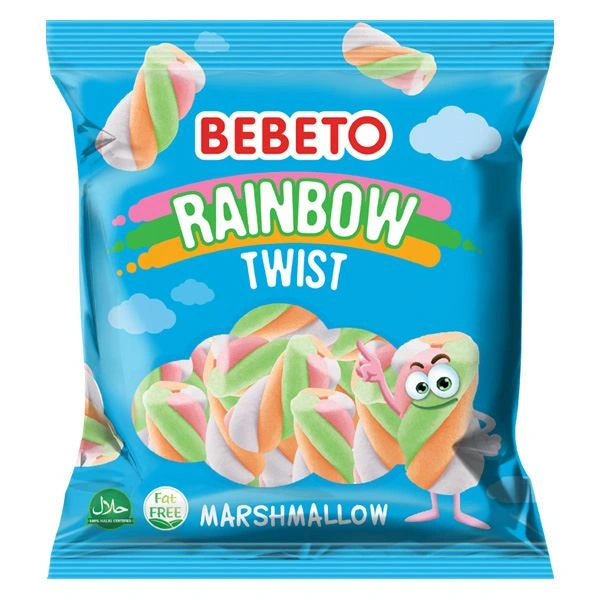 Kẹo xốp marshmallow BEBETO Rainbow Twist hương vani
