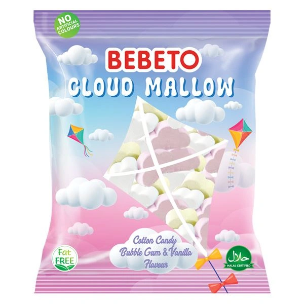 Kẹo xốp marshmallow BEBETO Cloud Mallow hương kẹo bông, bubble gum, vani