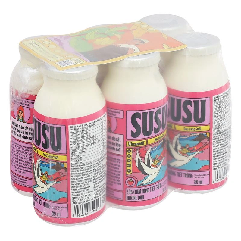 Lốc 6 chai sữa chua uống tiệt trùng Vinamilk SuSu vị dâu 80 ml (từ 1 tuổi) - Giao bao bì ngẫu nhiên 16