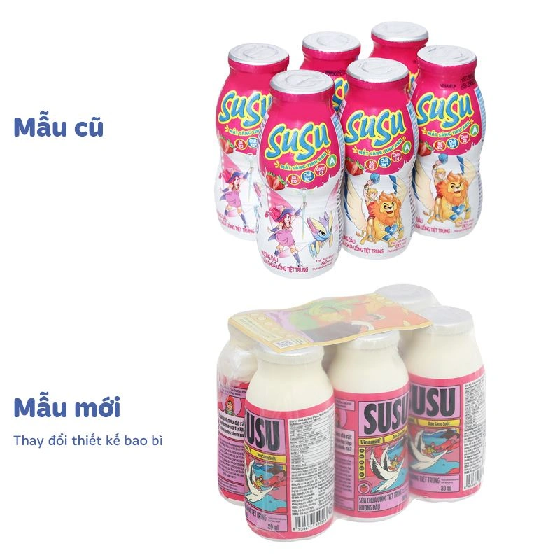Lốc 6 chai sữa chua uống tiệt trùng Vinamilk SuSu vị dâu 80 ml (từ 1 tuổi) - Giao bao bì ngẫu nhiên 2