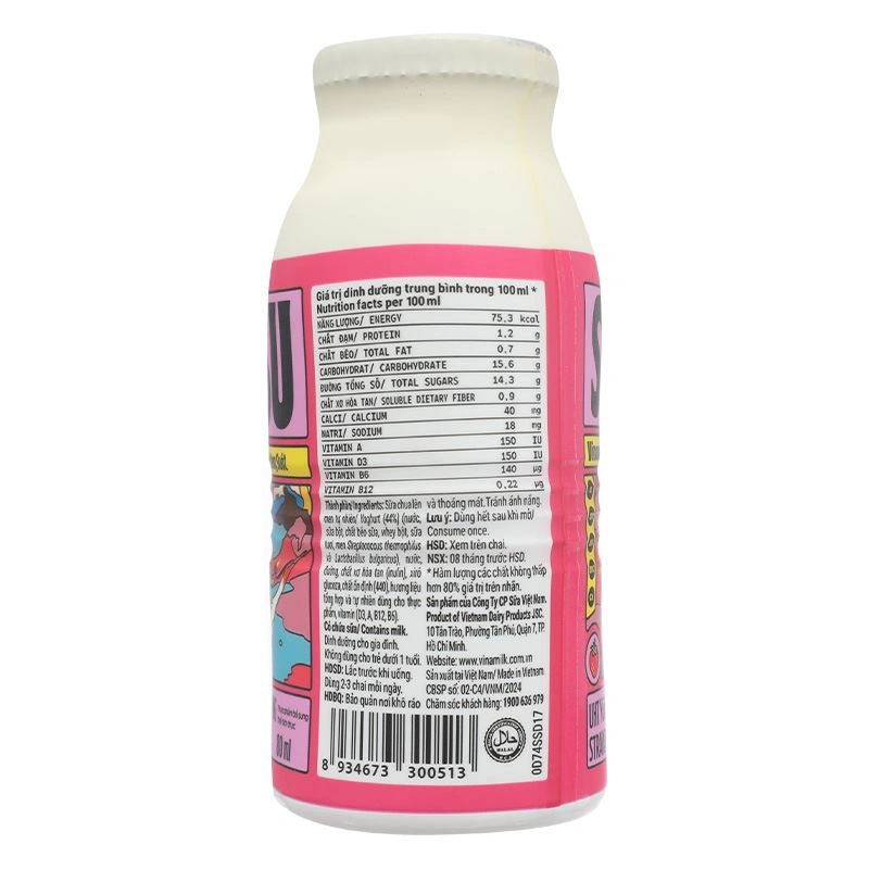 Lốc 6 chai sữa chua uống tiệt trùng Vinamilk SuSu vị dâu 80 ml (từ 1 tuổi) - Giao bao bì ngẫu nhiên 8